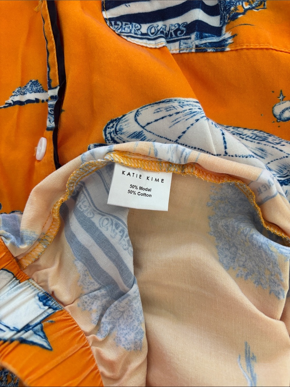 Houston toile Short-Sleeve Pajama Set in Orange - Picture 7 of 12